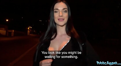 Public Agent Stunning long haired babe fucked in sexy black lingerie