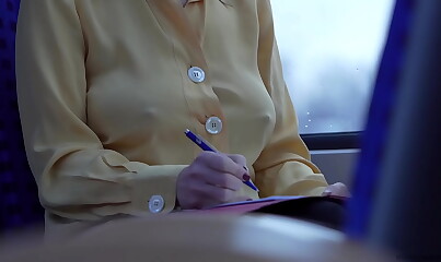 business - slave wife - braless and downblouse in public